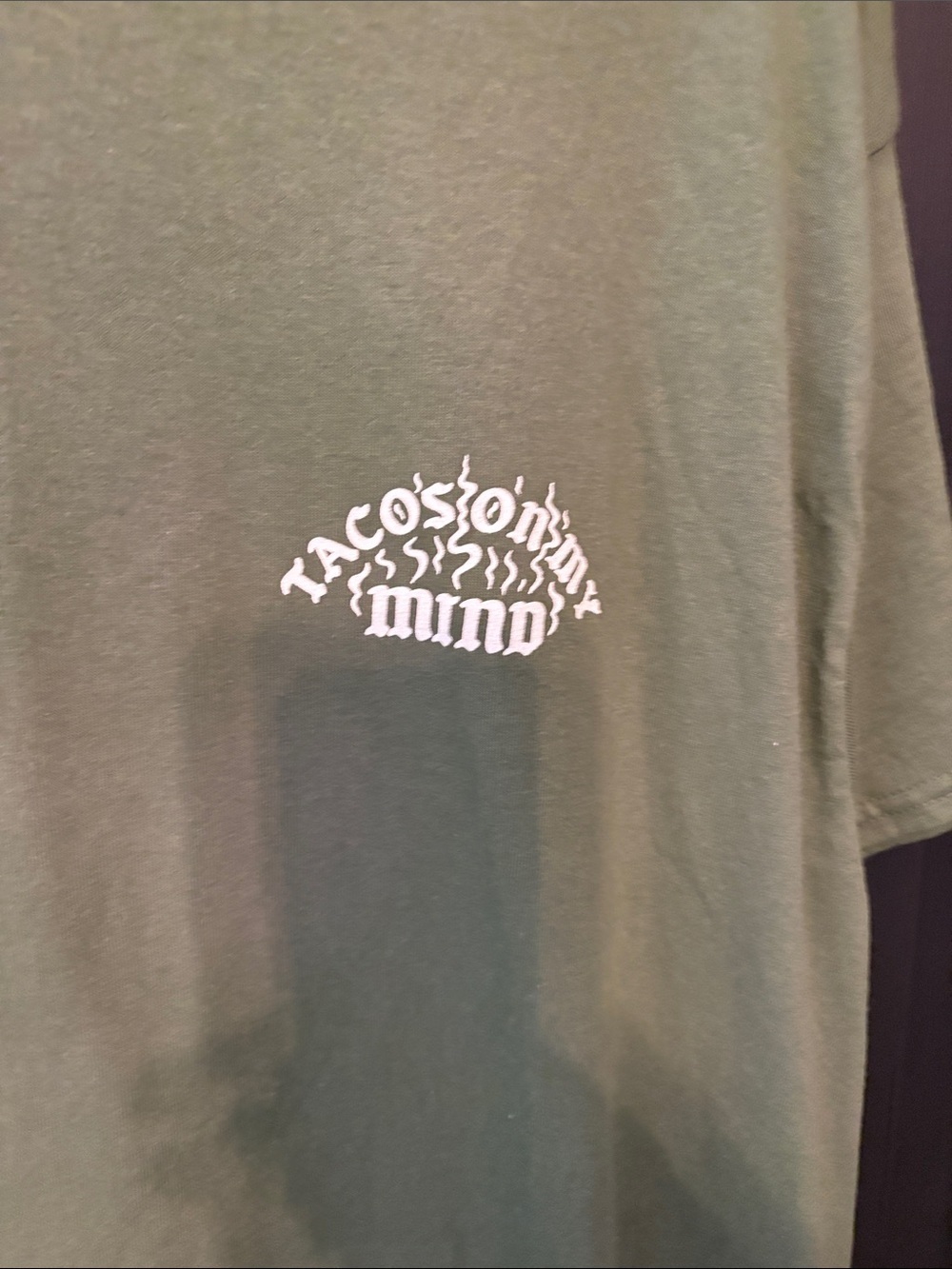Retrofit Olive Green Short Sleeve Tee with White Chest Print - Picture 2 of 5